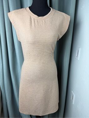 Sleeveless Ribbed Knit Dress in Taupe NWT  Sz S peekaboo back